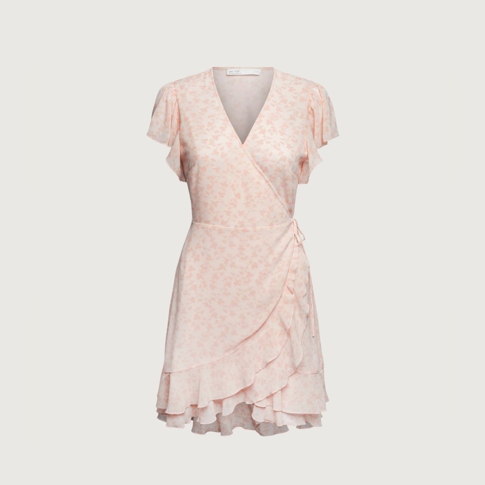 [Brand New] Oak + Fort Floral Wrap Mini Dress (Size S)